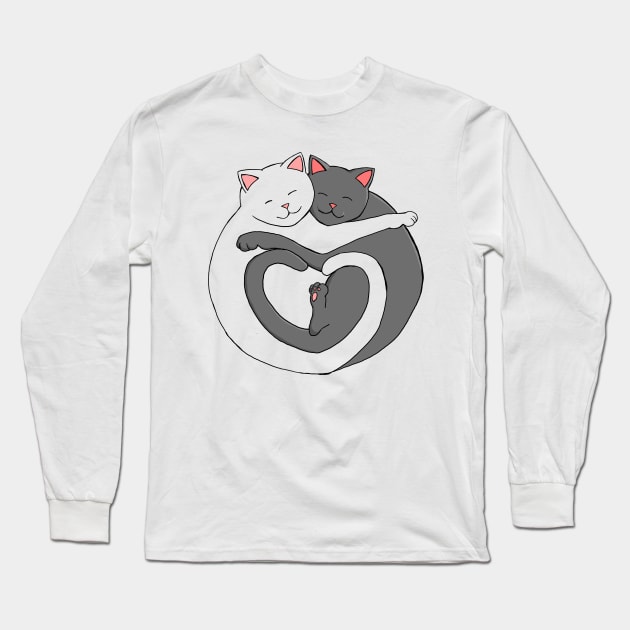 Valentine's Day Cat Heart White Design Long Sleeve T-Shirt by xenotransplant